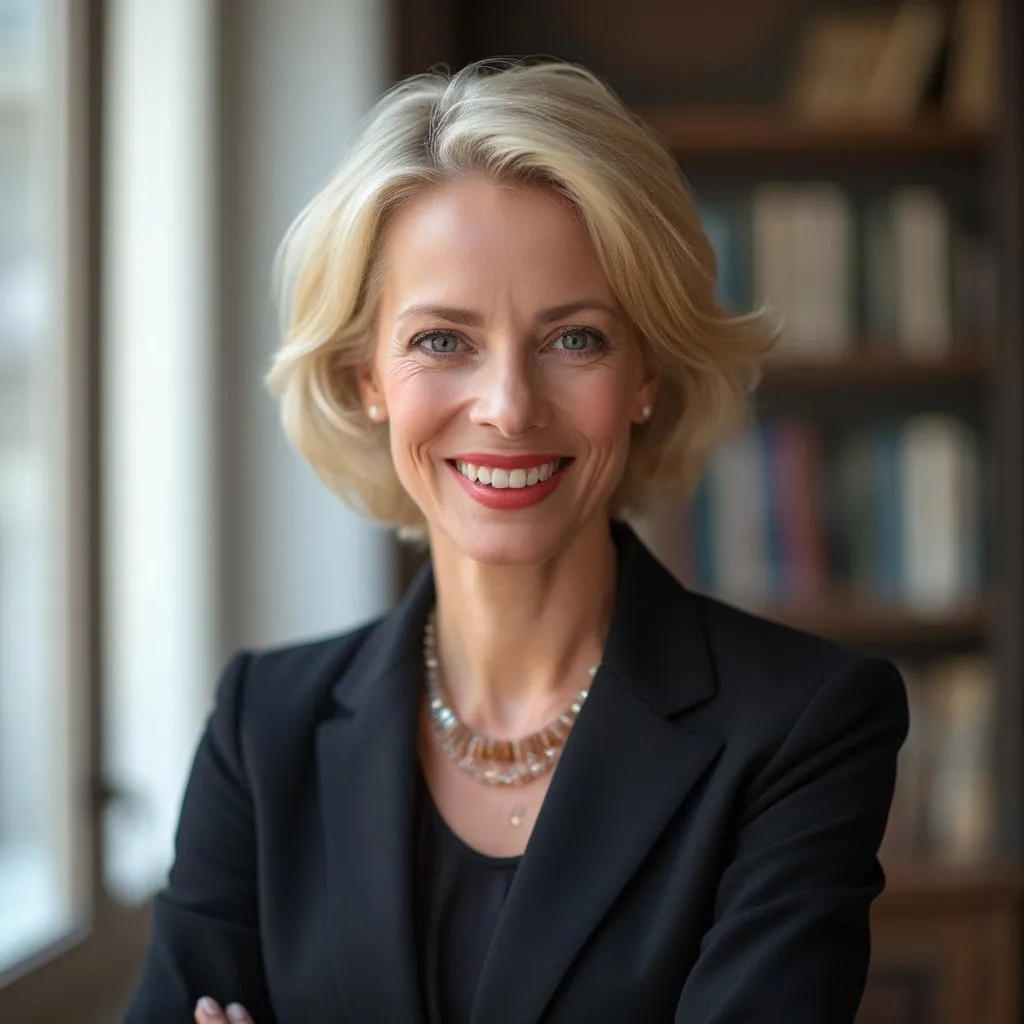 Portrait de Marie Dupont, Fondatrice et Directrice Juridique